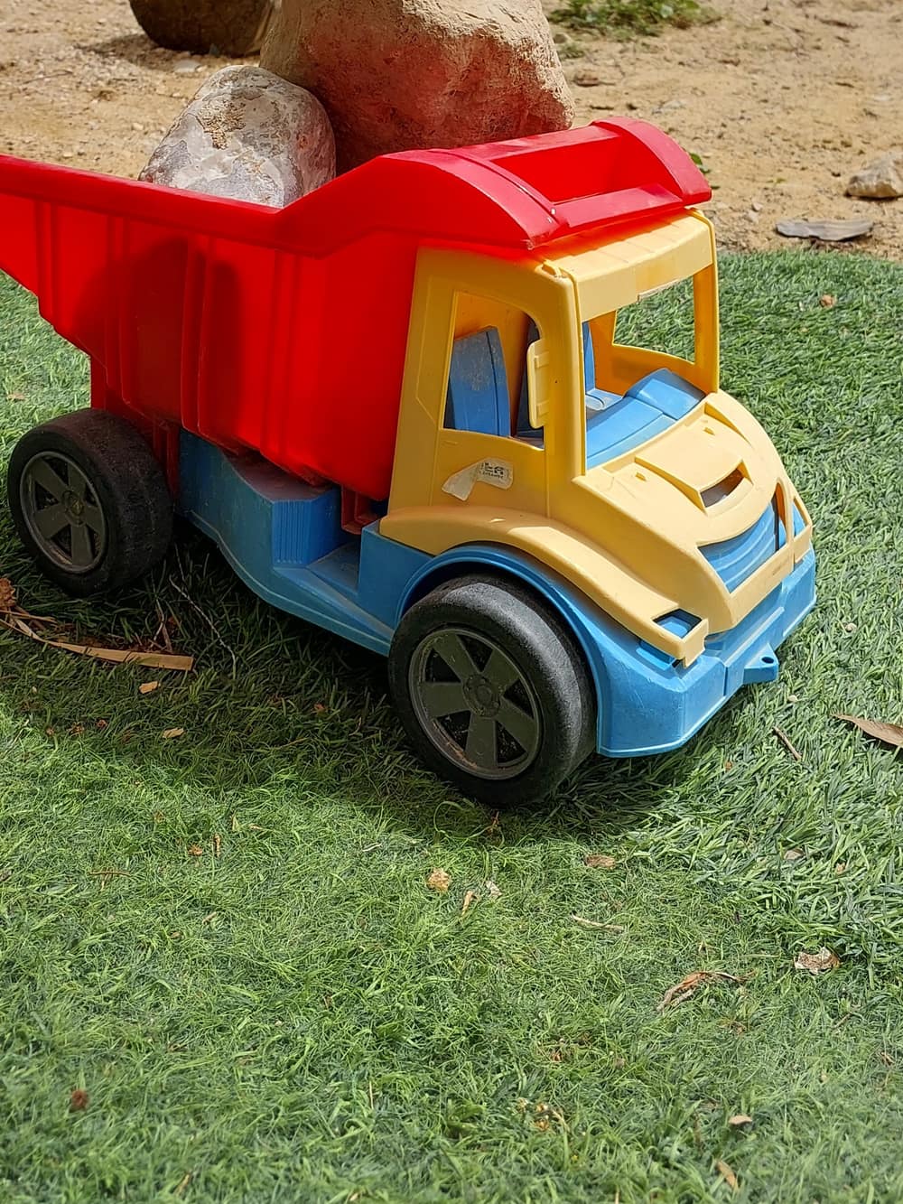 משאית צעצוע על הדשא בארטוס